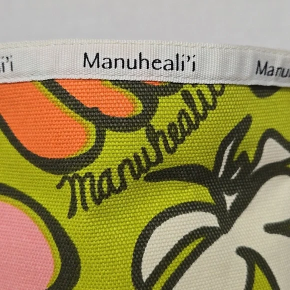 Vntg Manuheali'i (RARE) Multicolor Floral Canvas Tote Bag 10"X10"X6 1/2" Stp 20" - Picture 12 of 12